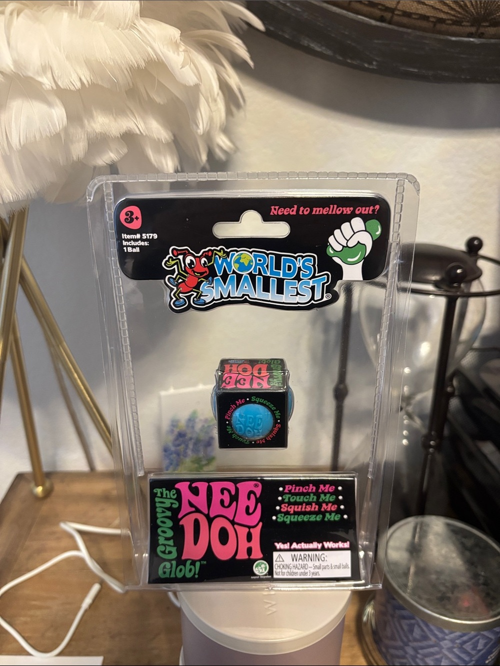 Needoh World's Smallest Groovy Nee Doh Glob! Stress Relief Toy - Black/Green/Pin